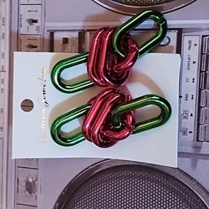 Green and Pink Chain Earrings
